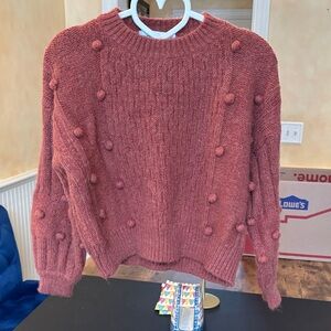 Petal & Pup Pom-Pom Knit Sweater - Rosewood